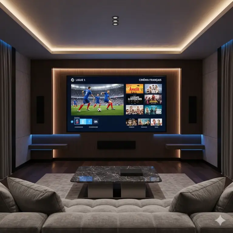 IPeeTV Flix 4K IPTV on a home cinema smart TV