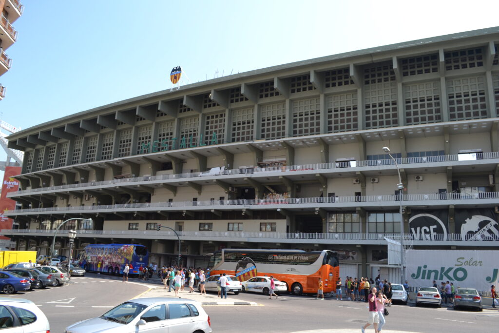 A La Liga football stadium before a match